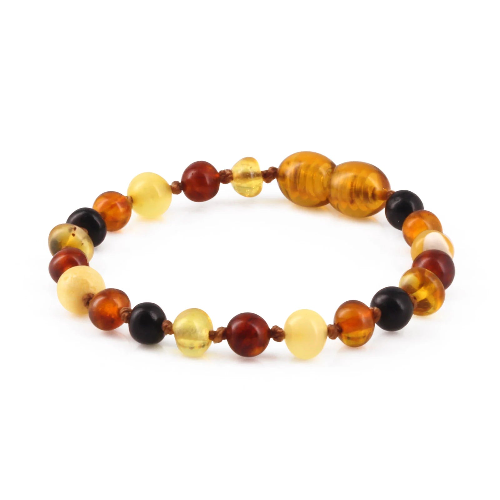 Baltic Amber Teething Bracelet. Baroque Multicolour 5mm - XB54M