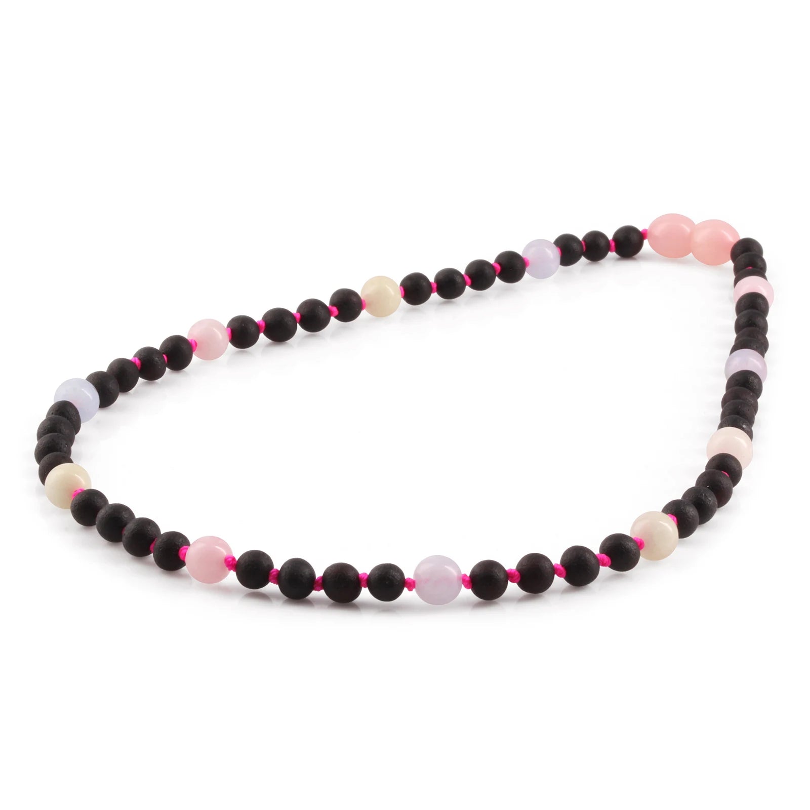 Natural Baltic Amber Junior Necklace with Morganite. Baroque 5mm - JN86
