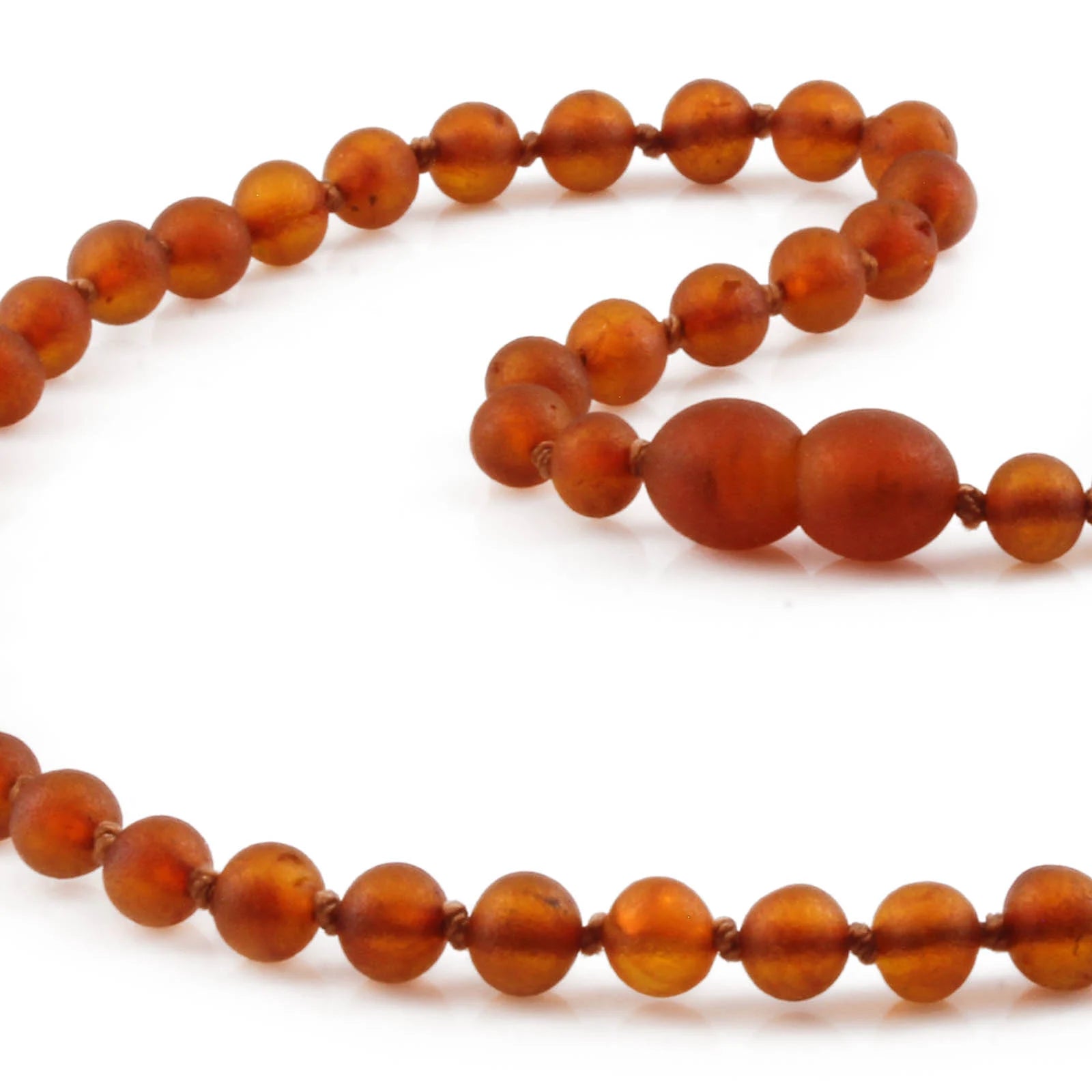 Natural Baltic Amber Junior Necklace. Baroque Light Cognac 5mm - XB54LCM