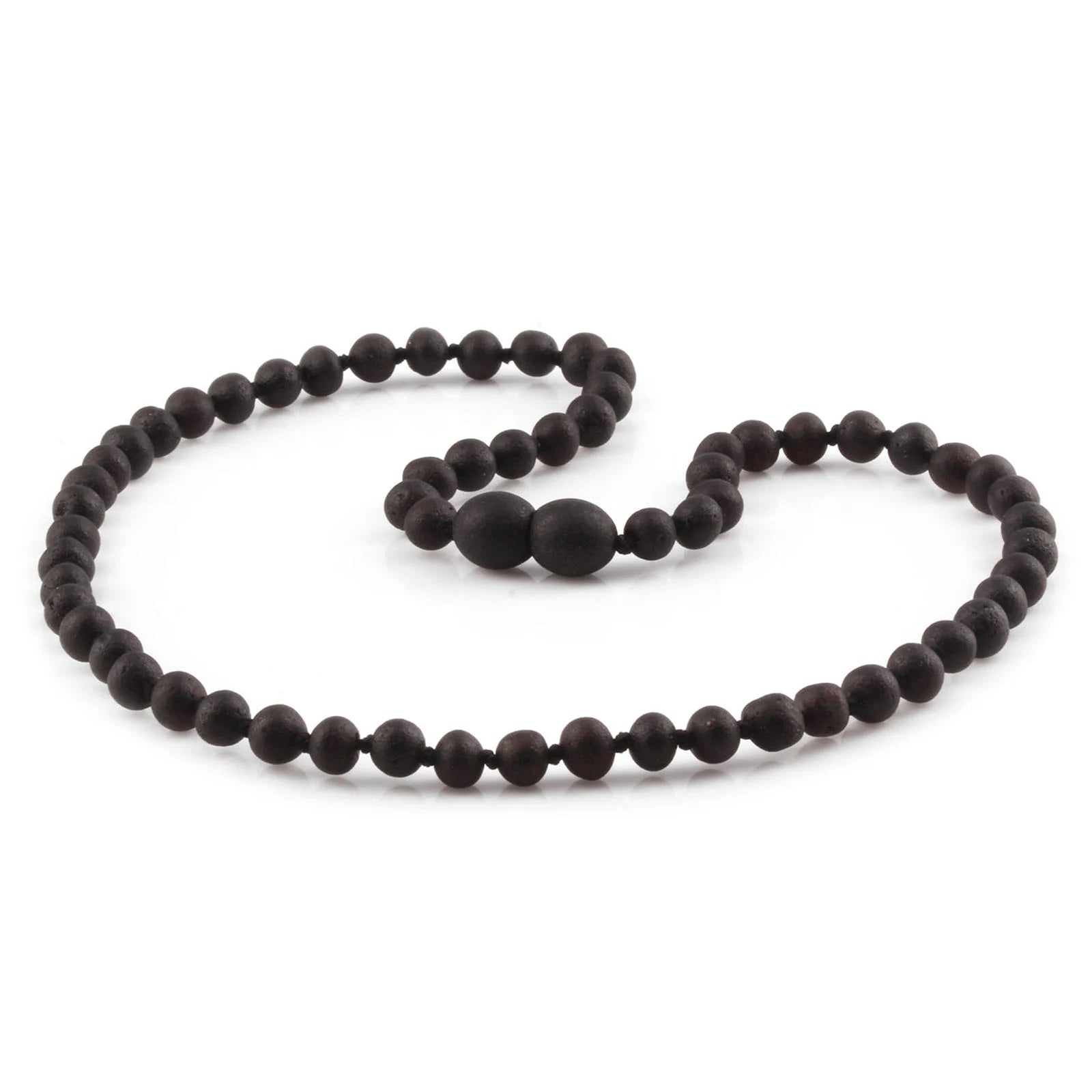 Natural Baltic Amber Junior Necklace. Baroque Black 5mm - XB54BM