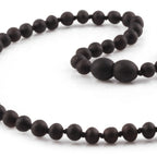 Natural Baltic Amber Junior Necklace. Baroque Black 5mm - XB54BM