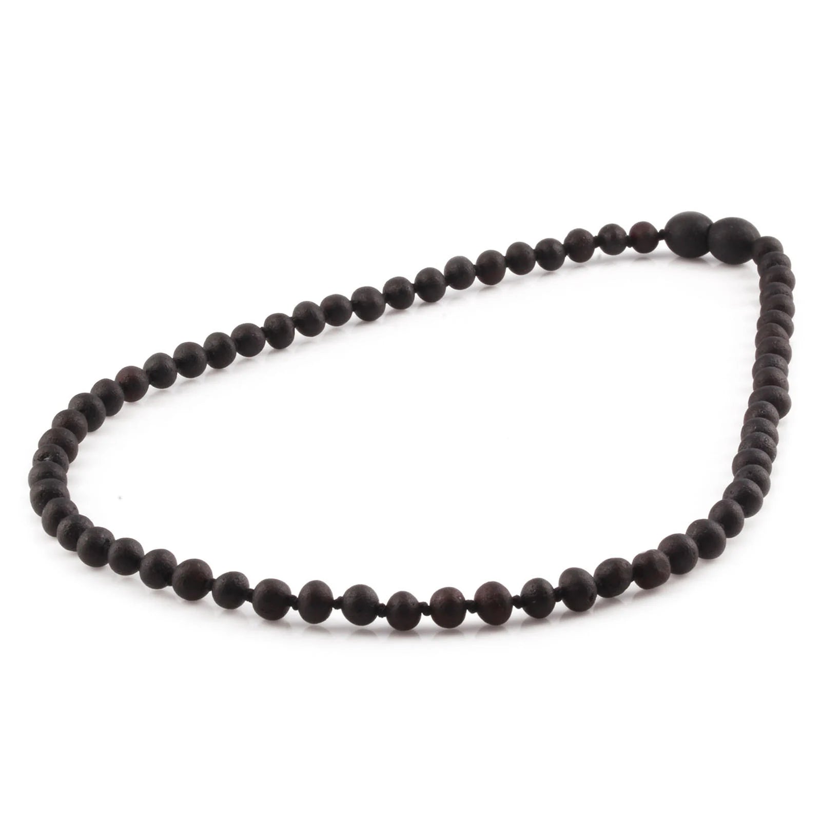 Natural Baltic Amber Junior Necklace. Baroque Black 5mm - XB54BM