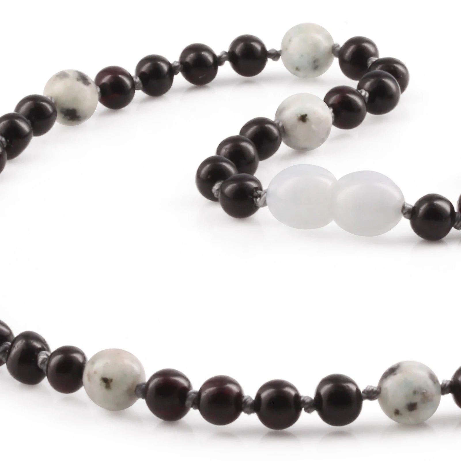 Natural Baltic Amber Junior Necklace with Kiwi Jasper. Baroque 5mm - JN90