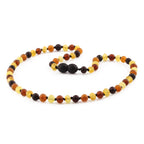 Natural Baltic Amber Junior Necklace. Baroque Multicolour 5mm - XB54M2M