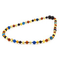 Baltic amber baroque junior necklace with agate, 38cm