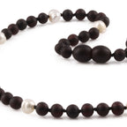 Natural Baltic Amber Junior Necklace with Freshwater Pearl. Baroque 5mm - JN104