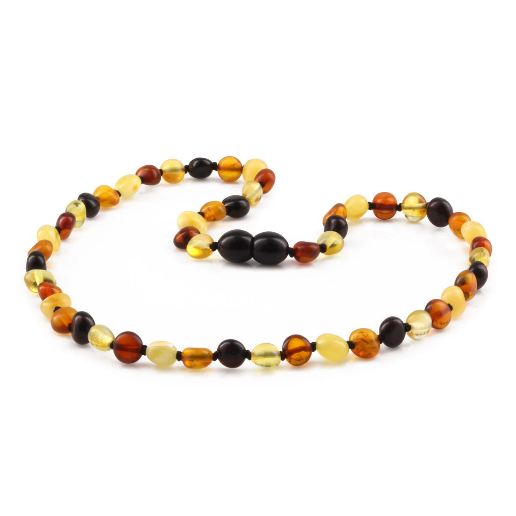 Natural Baltic Amber Junior Necklace. Side Drill Multicolour 6mm - XS64M2