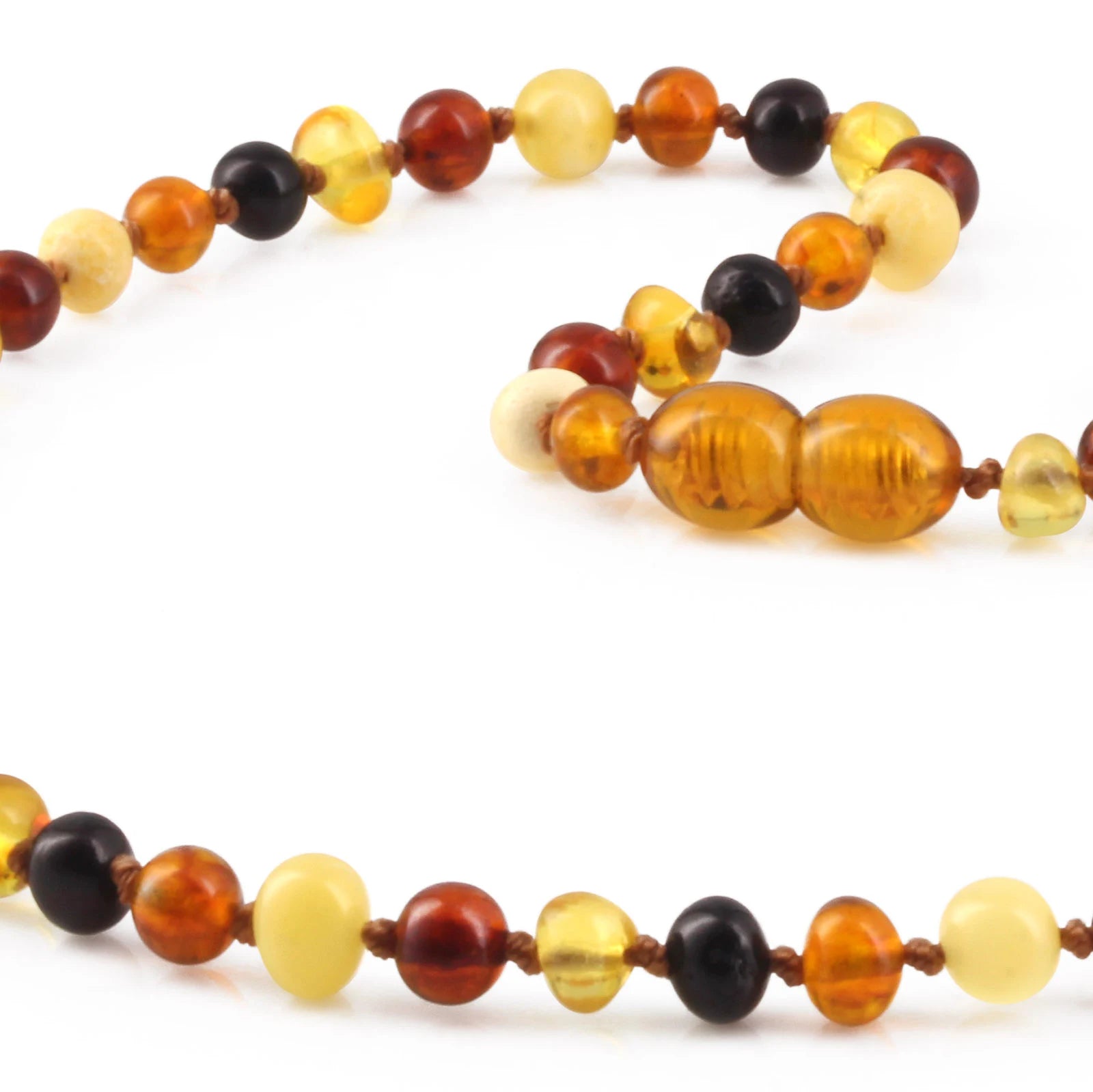 Natural Baltic Amber Junior Necklace. Baroque Multicolour 5mm - XB54M