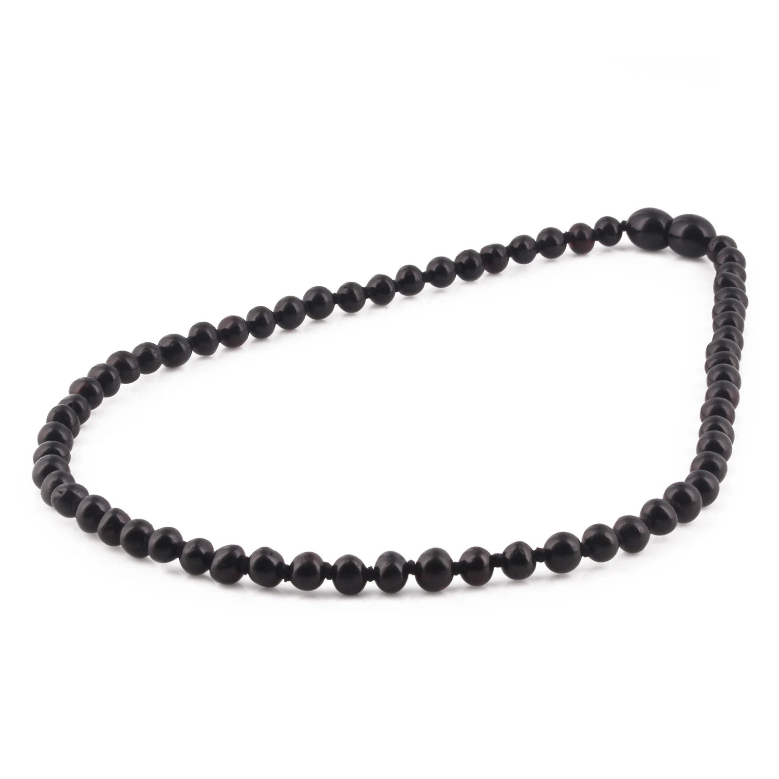 Natural Baltic Amber Junior Necklace. Baroque Black 5mm - XB54B