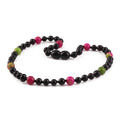 Baltic Amber Teething Necklace with Pink Jade. Baroque 5mm - LE565