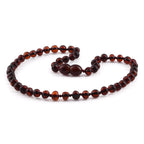 Baltic Amber Teething Necklace. Baroque Dark Cognac 5mm - XB54DC