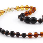 Baltic Amber Teething Necklace. Baroque Rainbow 5mm - XB54RA2