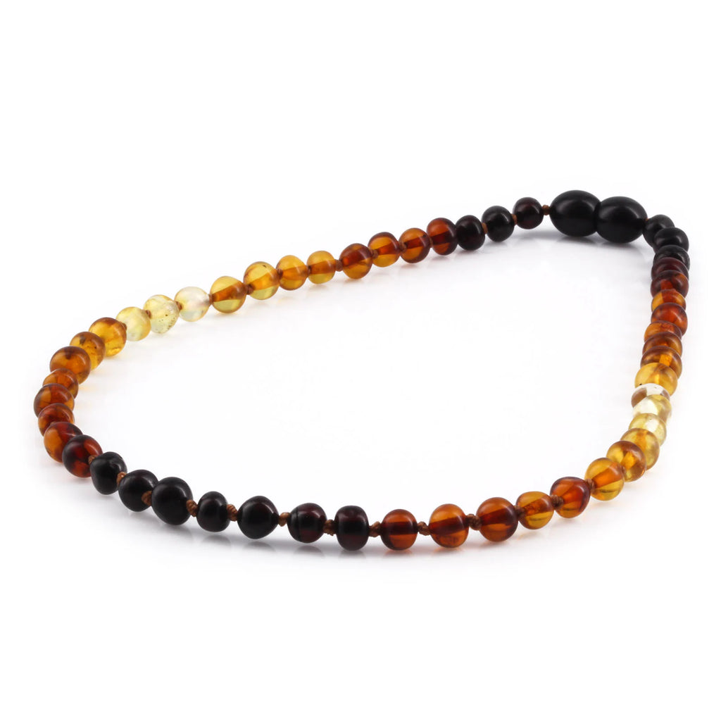 Baltic Amber Teething Necklace. Baroque Rainbow 5mm - XB54RA2