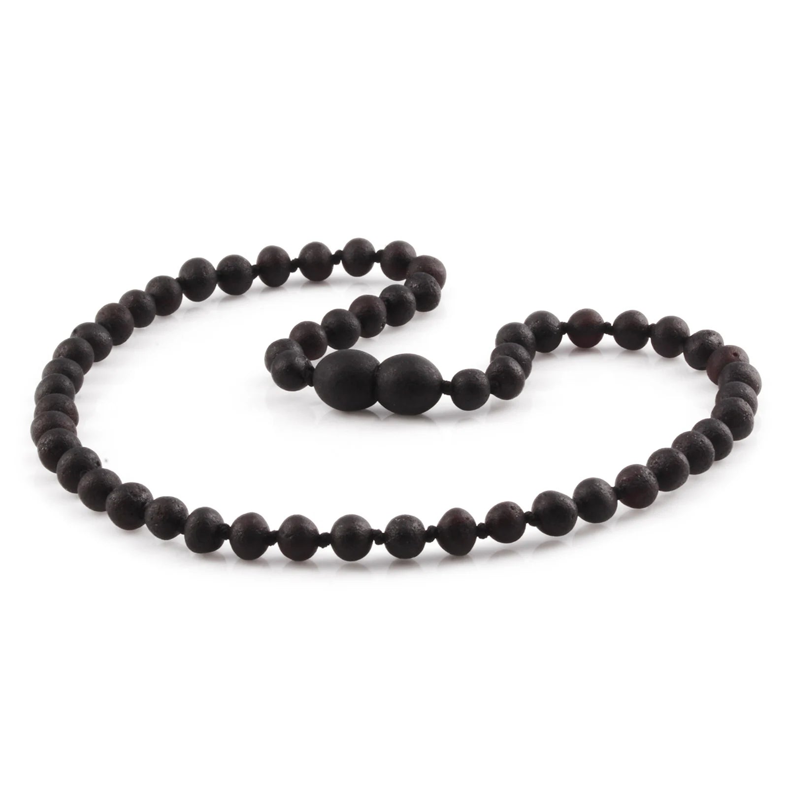 Baltic Amber Teething Necklace. Baroque Black 5mm - XB54BM