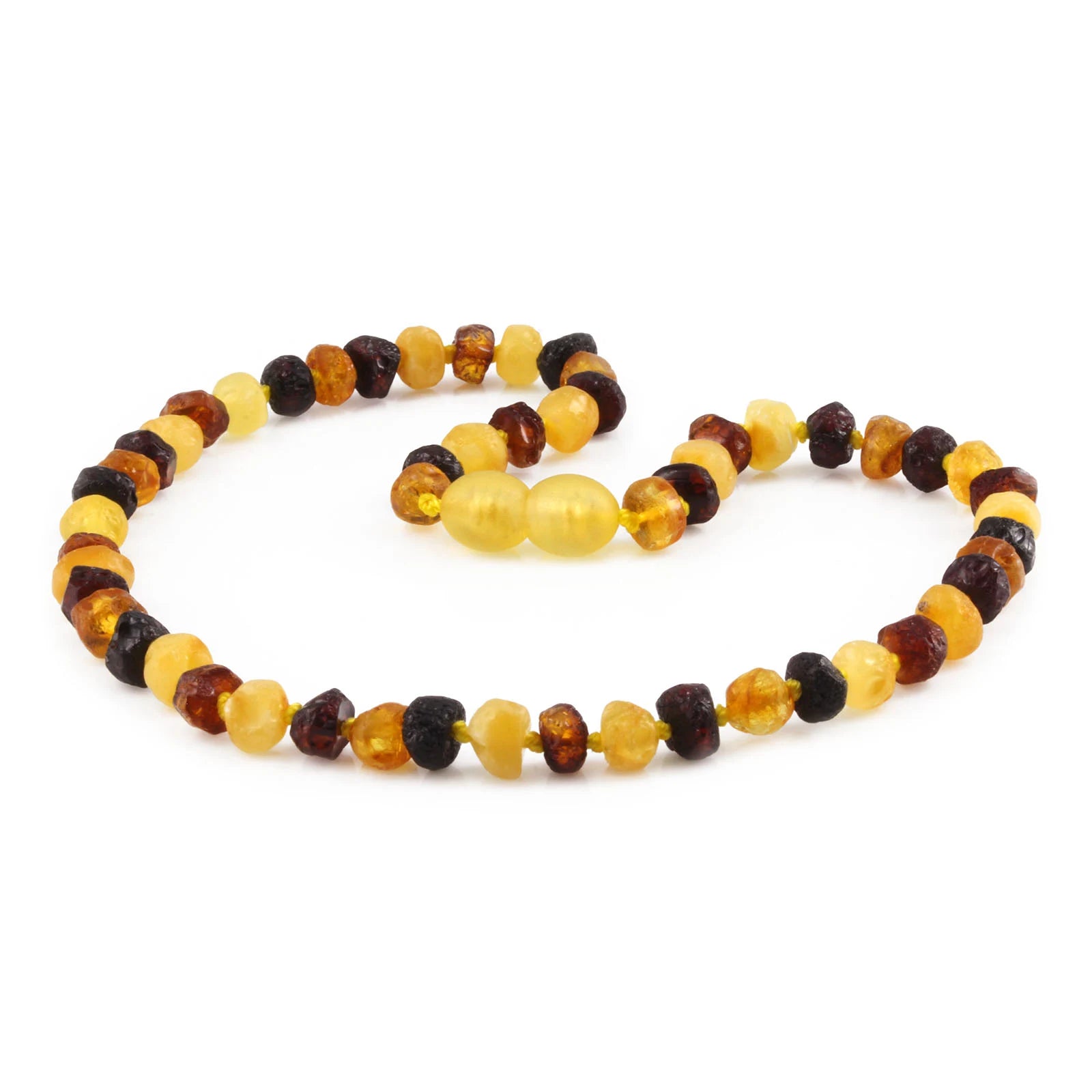 Baltic Amber Teething Necklace. Baroque Multicolour 6mm - XB65M1-RAW