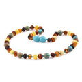 Baltic amber baroque baby necklace with jasper, 32cm