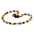 Baltic Amber Teething Necklace with Blue Lace Agate. Baroque 4mm - LE464 V2