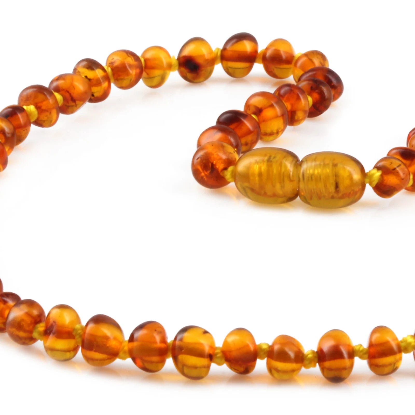 Baltic Amber Teething Necklace. Baroque Light Cognac 5mm - XB54LC