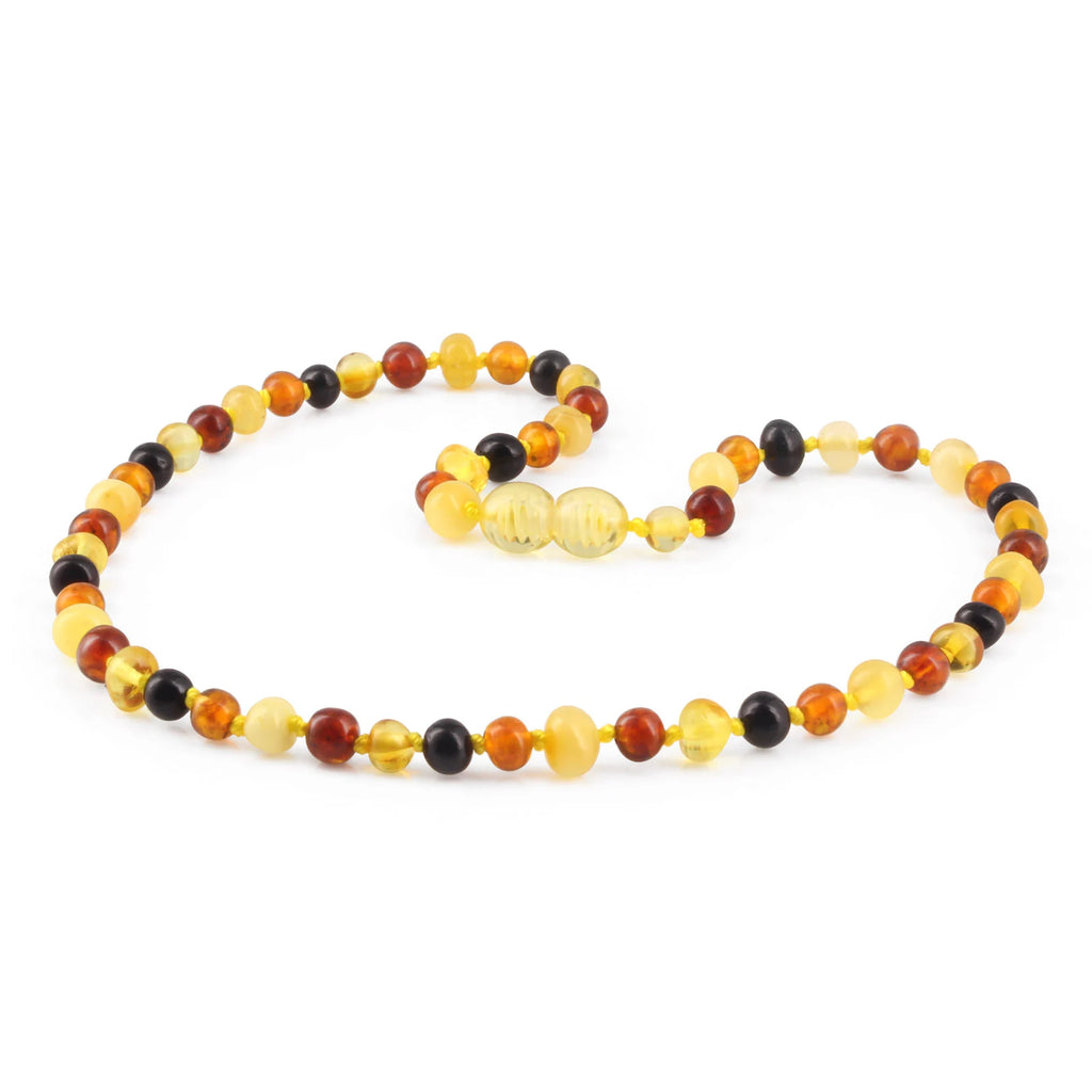 Natural Baltic Amber Junior Necklace. Baroque Multicolour 5mm - XB54M1