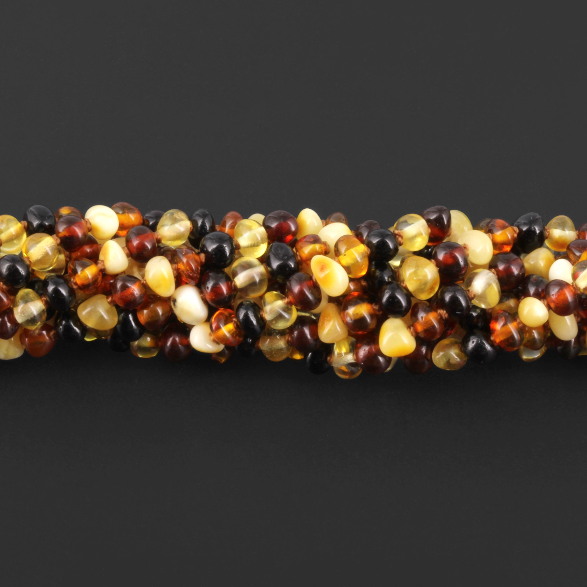 Baltic Amber Baby Teething Necklace Baroque Multicolor Glossy Finish - Wholesale Lot of 10pcs - 32cm / 12.6in - XB43M