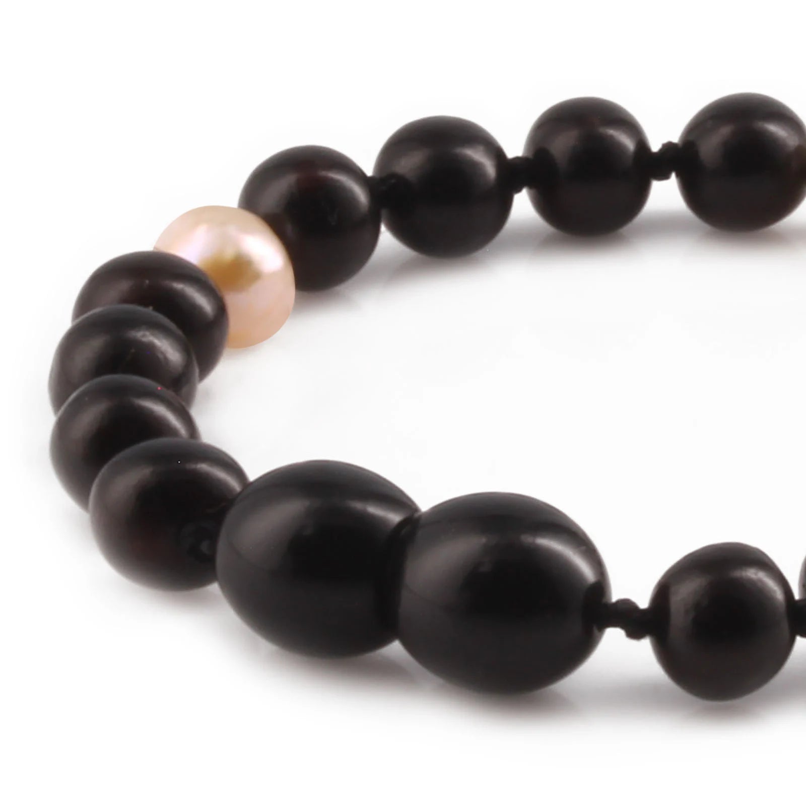 Baltic Amber Teething Bracelet with Freshwater Pearl. Baroque 6mm - P3