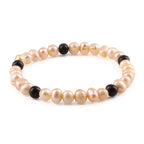 Pink Freshwater Pearl Adult Bracelet with Baltic Amber 6mm - P4