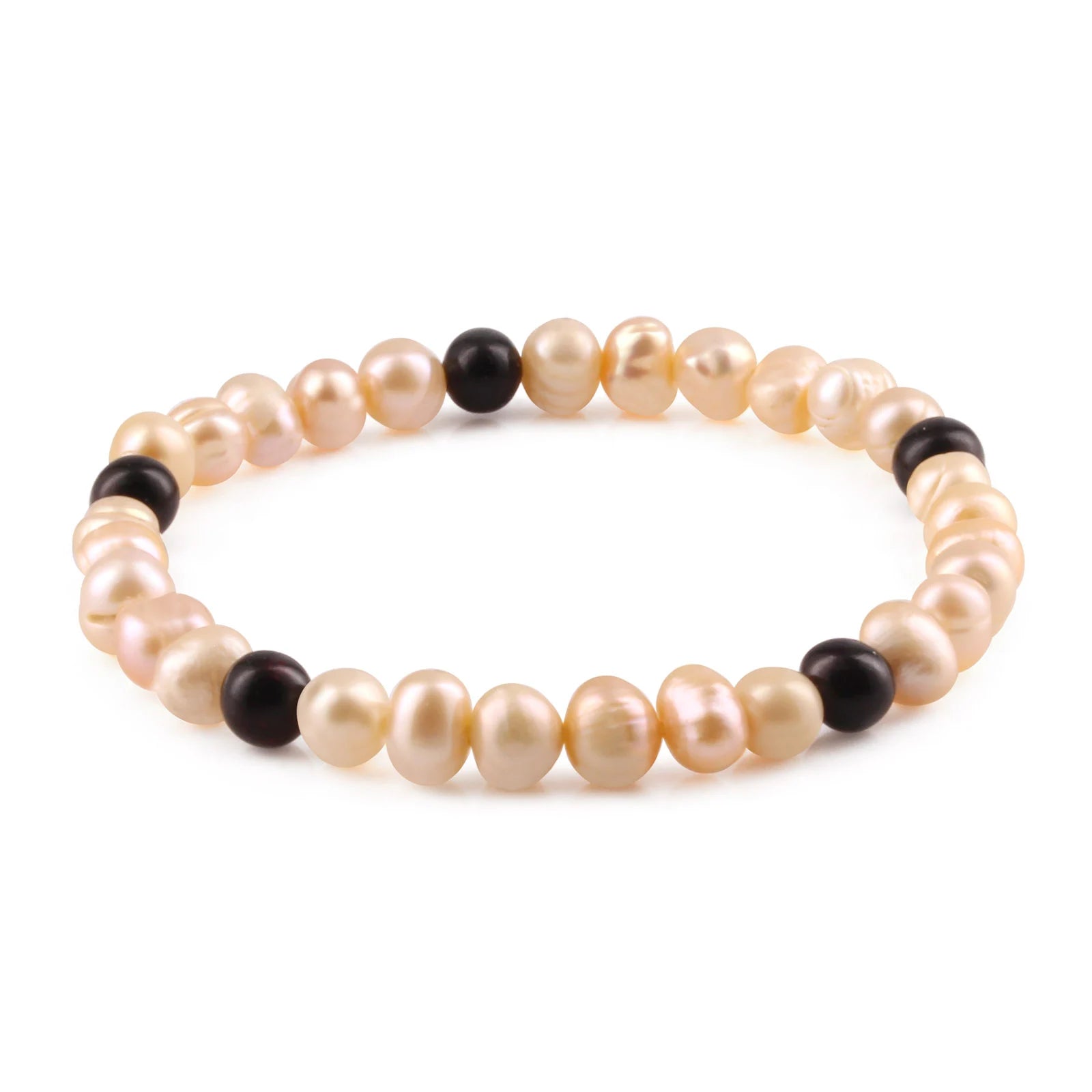 Pink Freshwater Pearl Adult Bracelet with Baltic Amber 6mm - P4