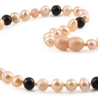 Pink Freshwater Pearl Junior Necklace with Baltic Amber 6mm - P4