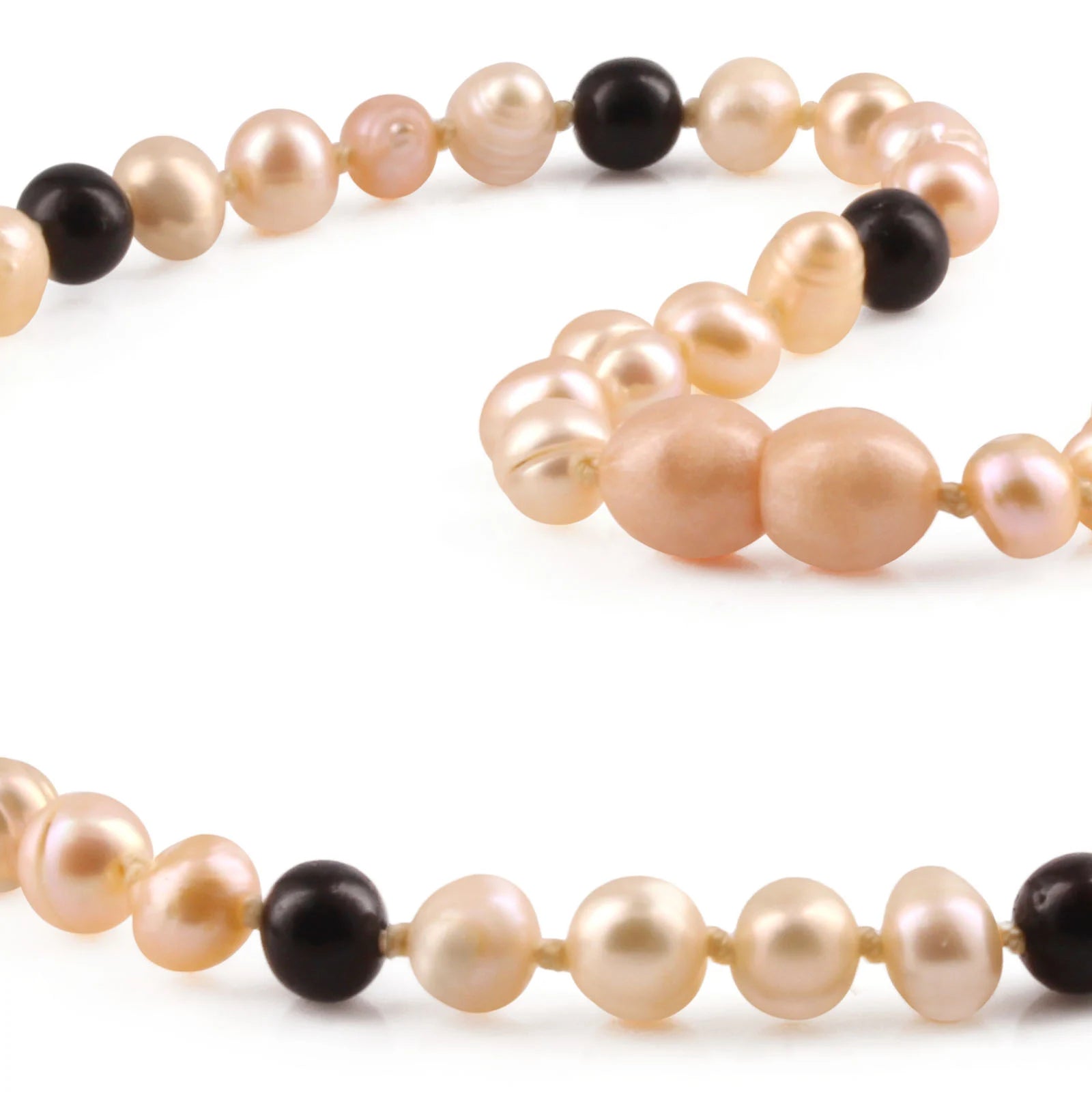 Pink Freshwater Pearl Junior Necklace with Baltic Amber 6mm - P4