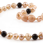 White Freshwater Pearl Kids Necklace with Baltic Amber 6mm - P4
