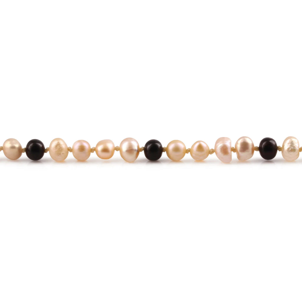 Pink Freshwater Pearl Junior Necklace with Baltic Amber 6mm - P4
