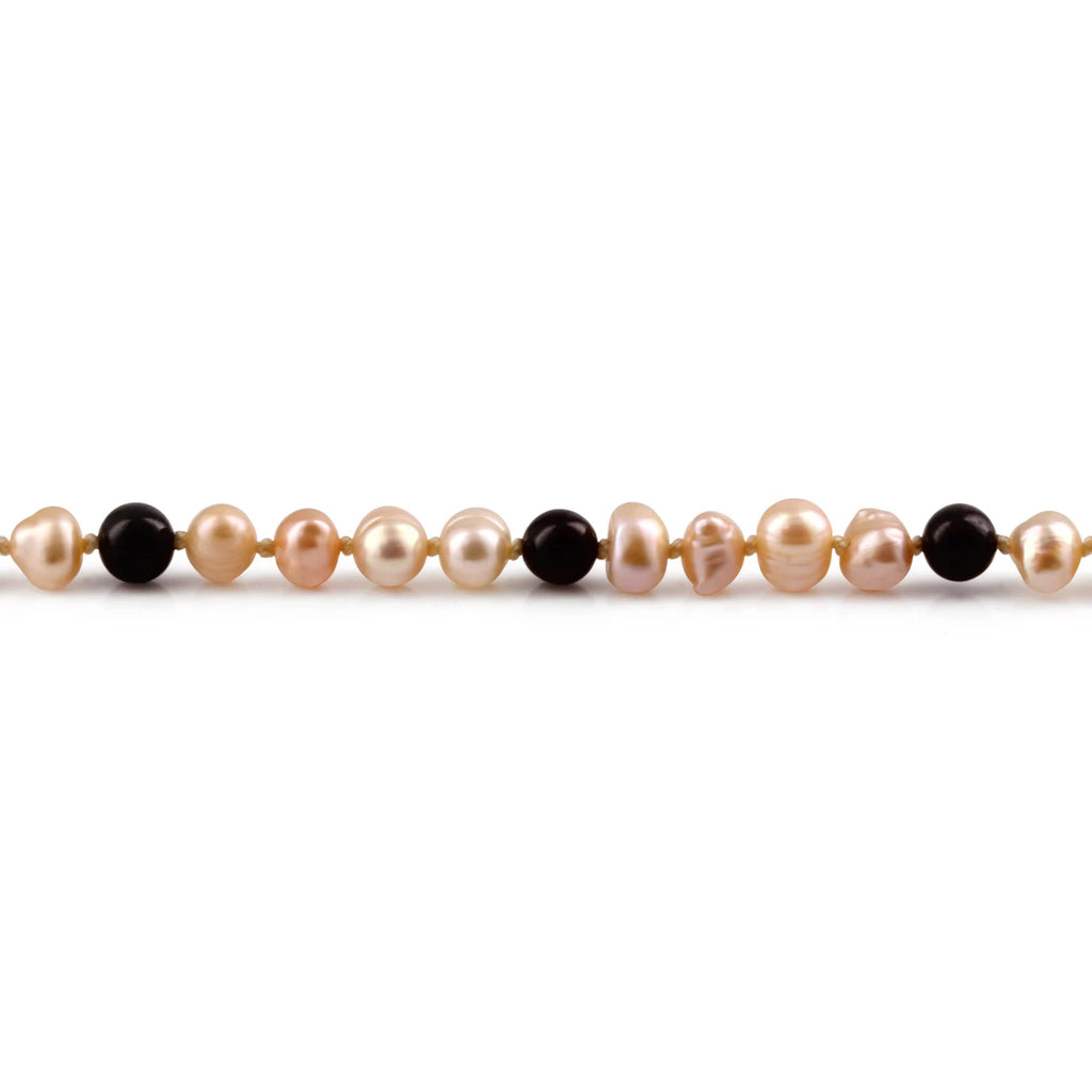 White Freshwater Pearl Kids Necklace with Baltic Amber 6mm - P4