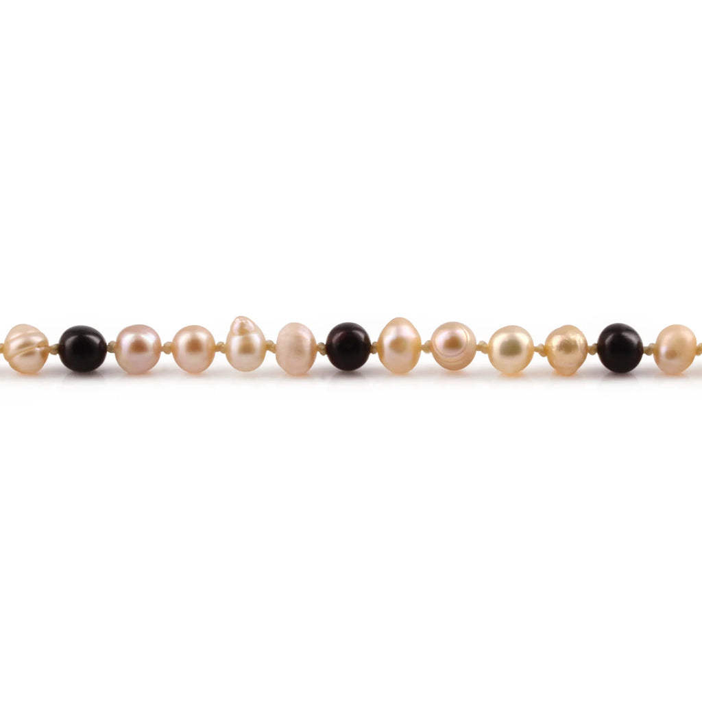 Pink Freshwater Pearl Adult Necklace with Baltic Amber 6mm - P4