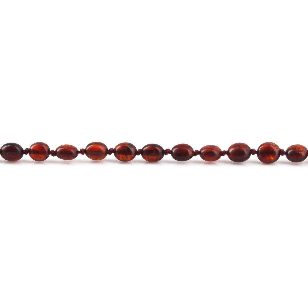 Baltic Amber Teething Bracelet. Olive Dark Cognac 5mm - XO54DC