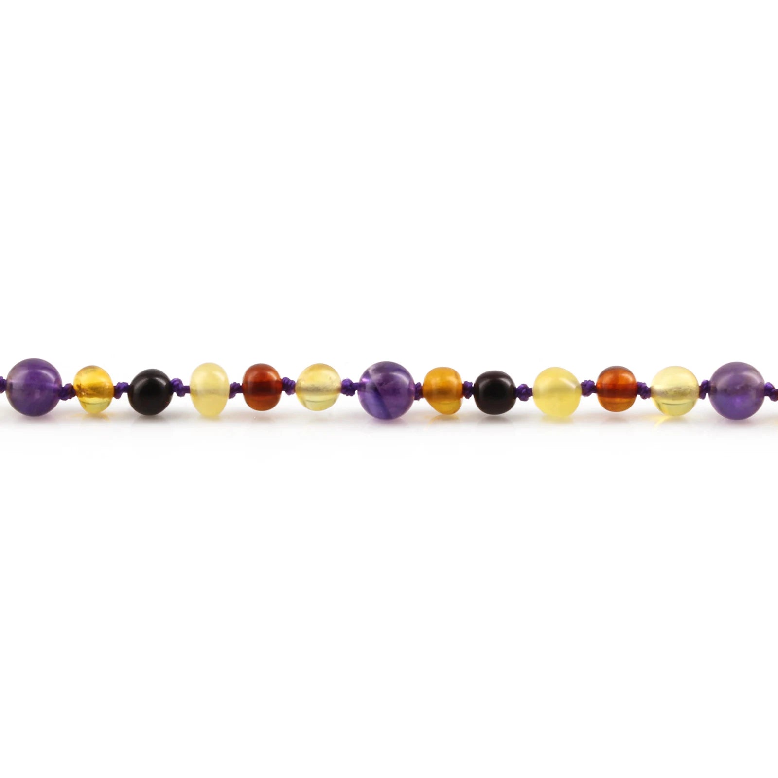 Natural Baltic Amber Junior Necklace with Amethyst. Baroque 5mm - JN83-B
