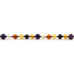 Natural Baltic Amber Junior Necklace with Purple Tiger Eye. Baroque 5mm - JN100