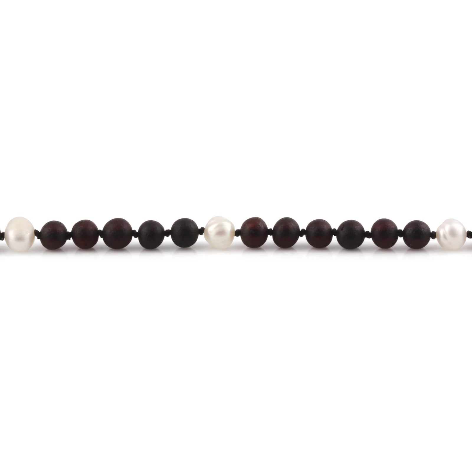 Natural Baltic Amber Junior Necklace with Freshwater Pearl. Baroque 5mm - JN104