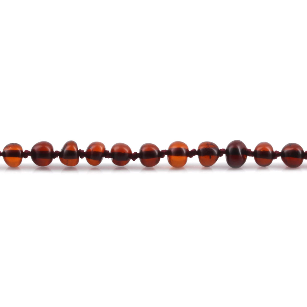 Baltic Amber Teething Necklace. Baroque Dark Cognac 5mm - XB54DC
