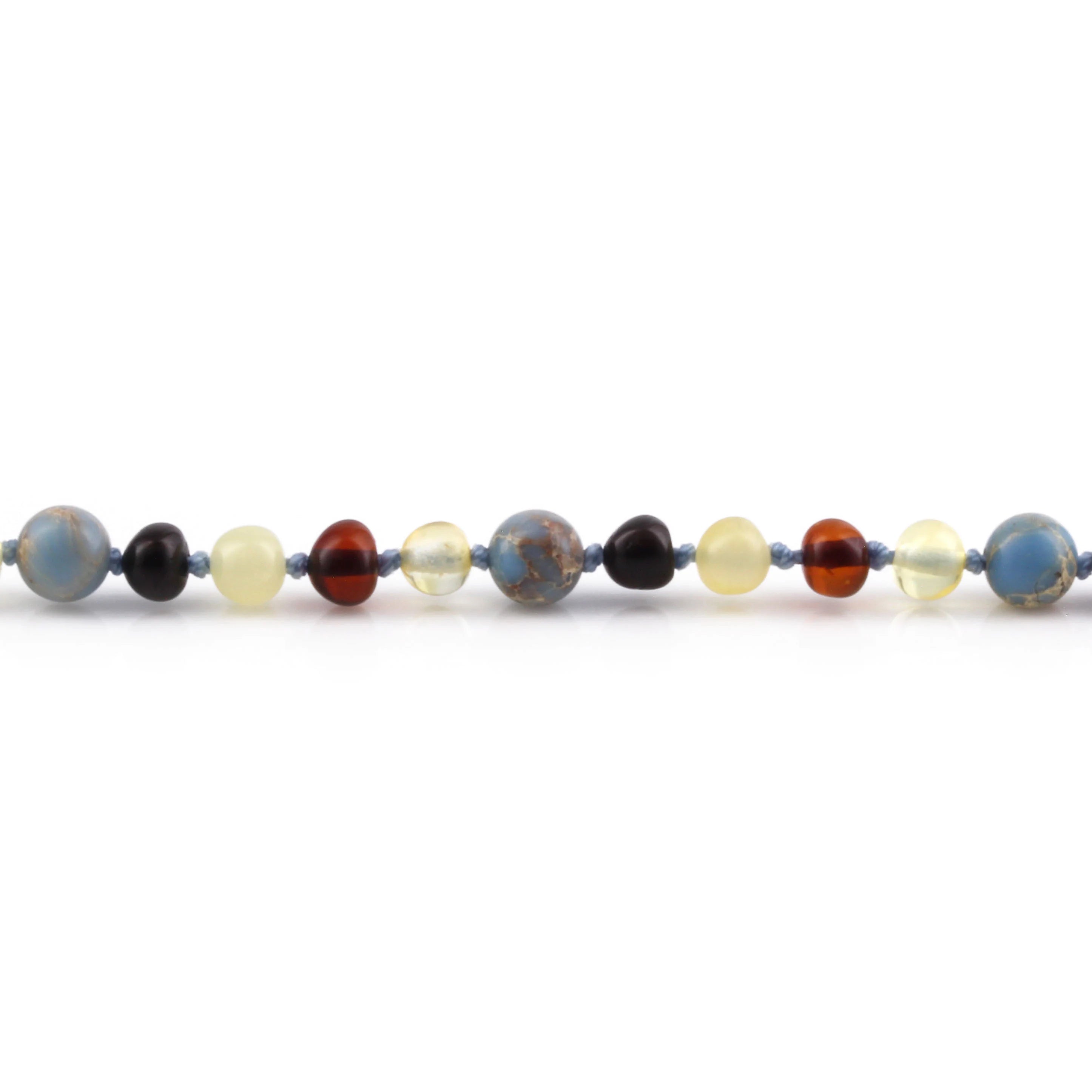 Baltic Amber Teething Bracelet with Sky Blue Imperial Jasper. Baroque 5mm - LE466