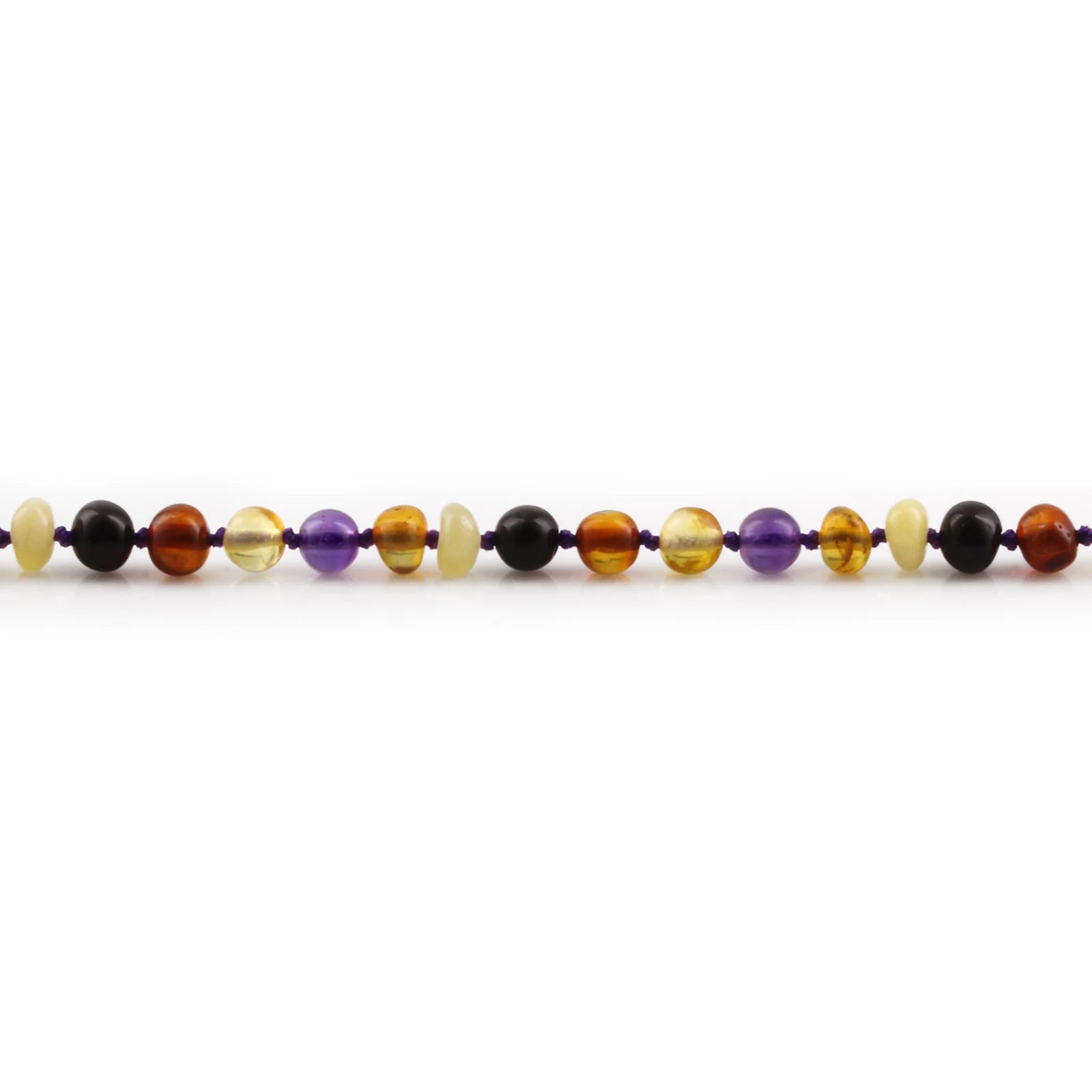 Baltic Amber Teething Bracelet with Amethyst. Baroque 4mm - LE515 V2
