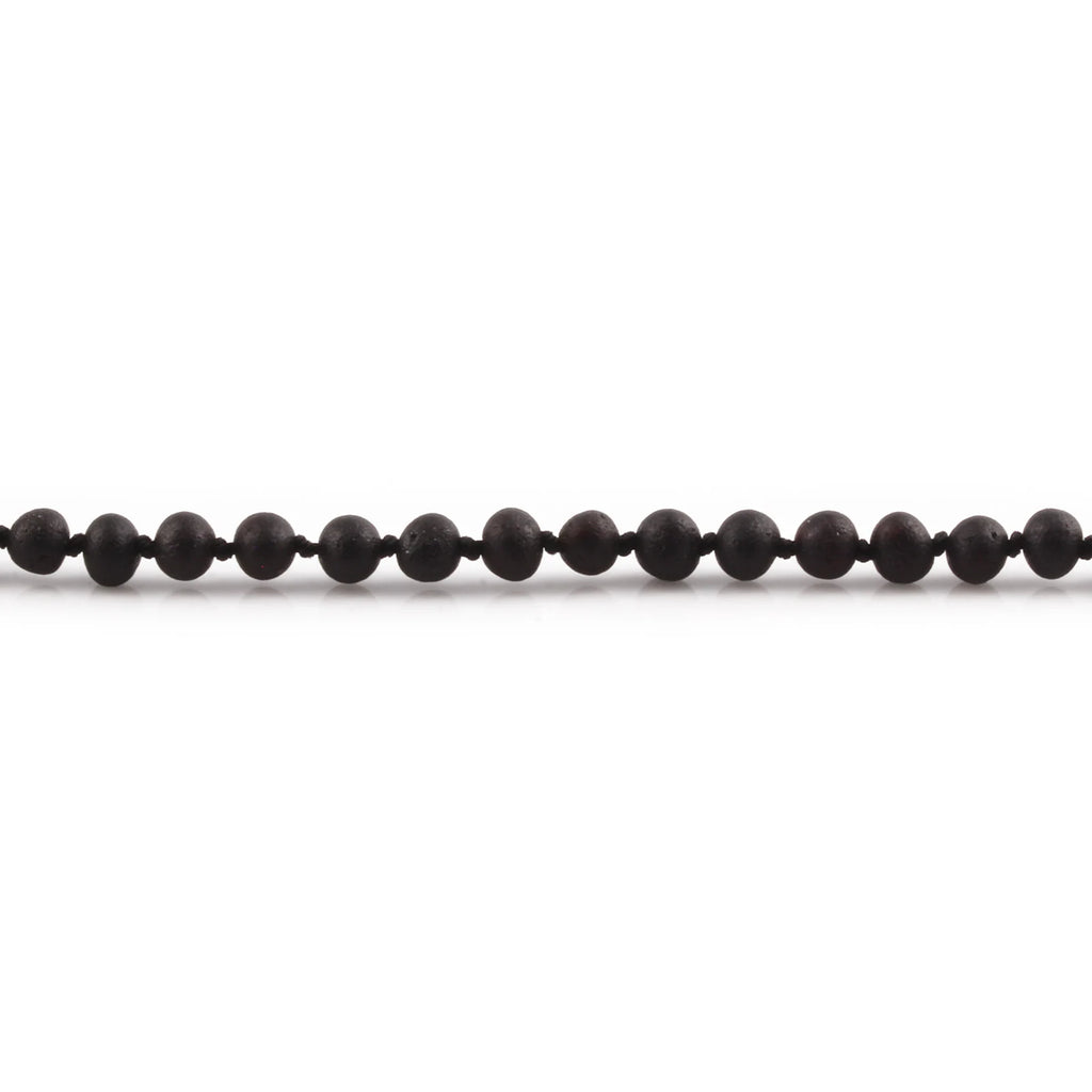 Baltic Amber Teething Necklace. Baroque Black 5mm - XB54BM