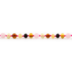 Natural Baltic Amber Junior Necklace with Rose Quartz. Baroque 5mm - JN99