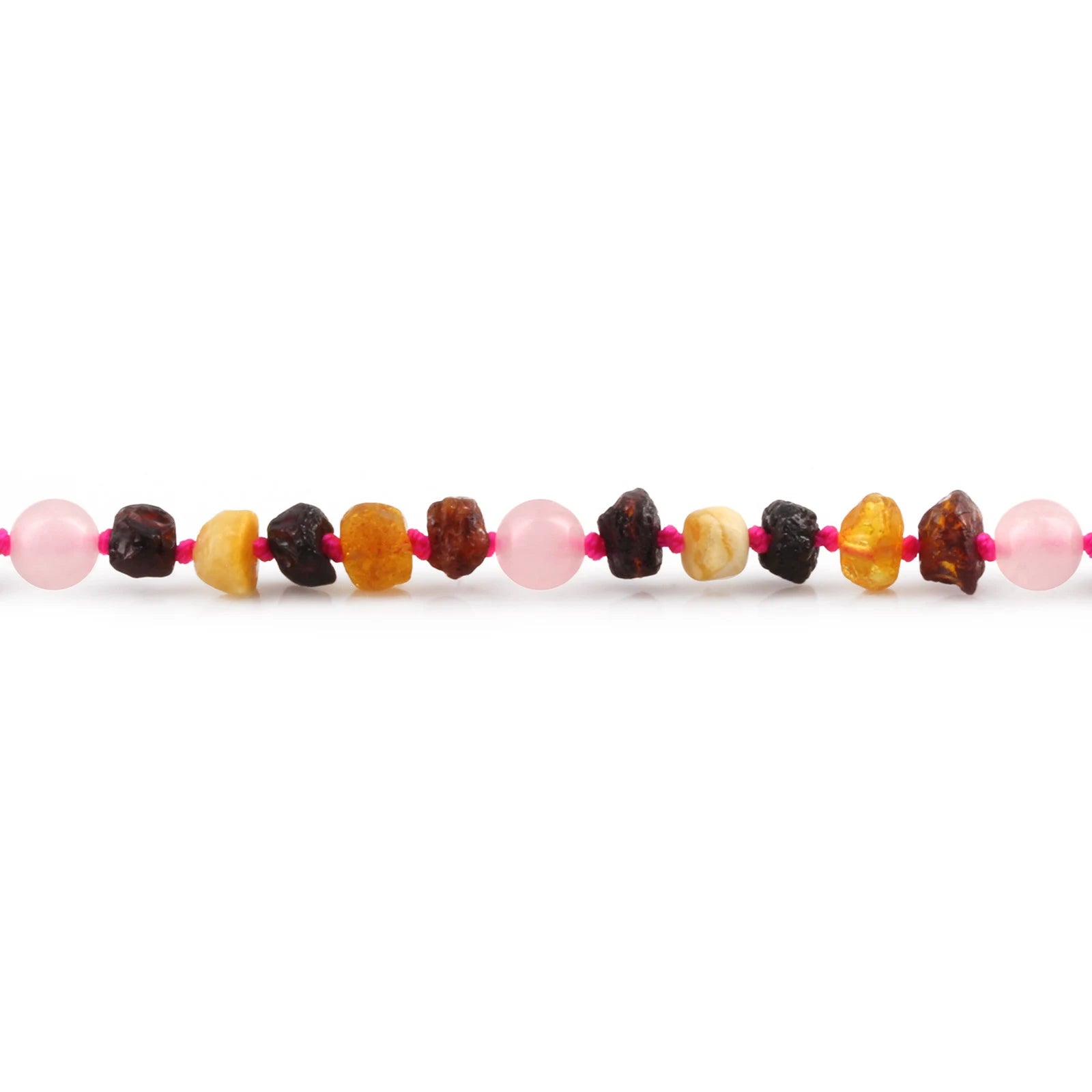 Baltic Amber Teething Bracelet with Rose Quartz. Baroque 5mm - LE553