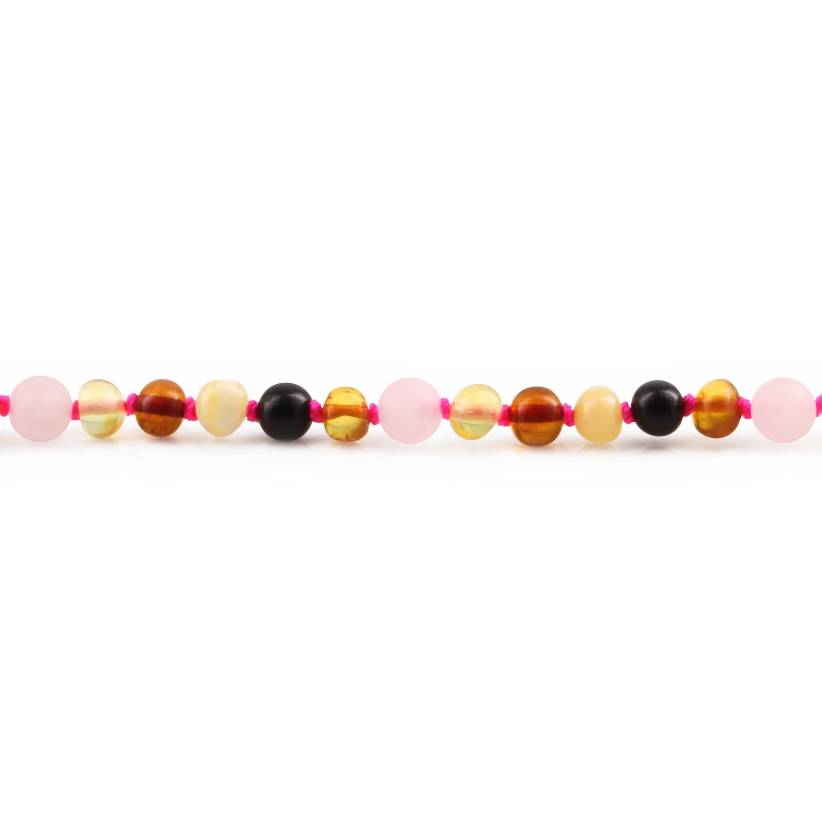 Baltic Amber Teething Bracelet with Rose Quartz. Baroque 5mm - LE459