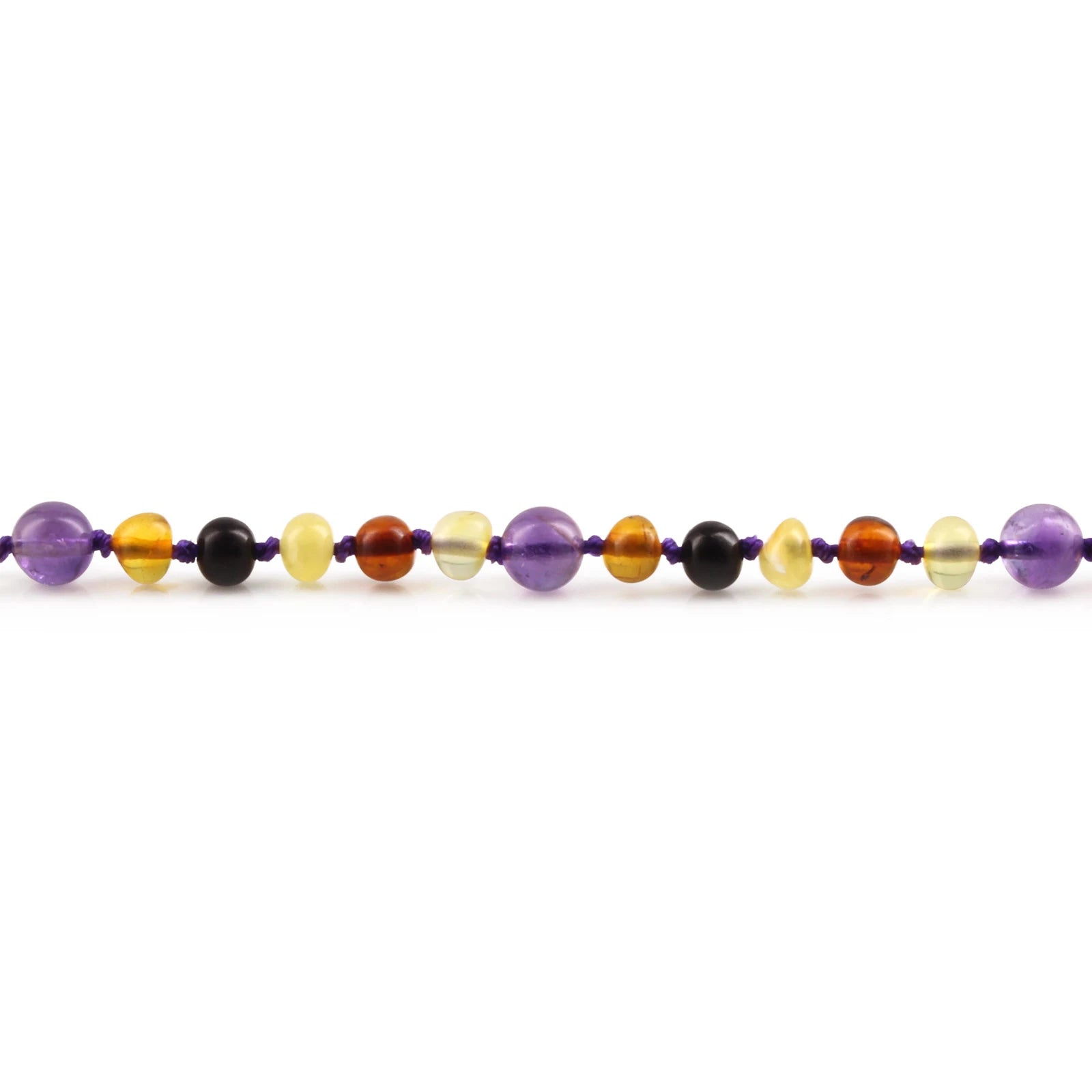 Baltic Amber Teething Bracelet with Amethyst. Baroque 5mm - LE515 B