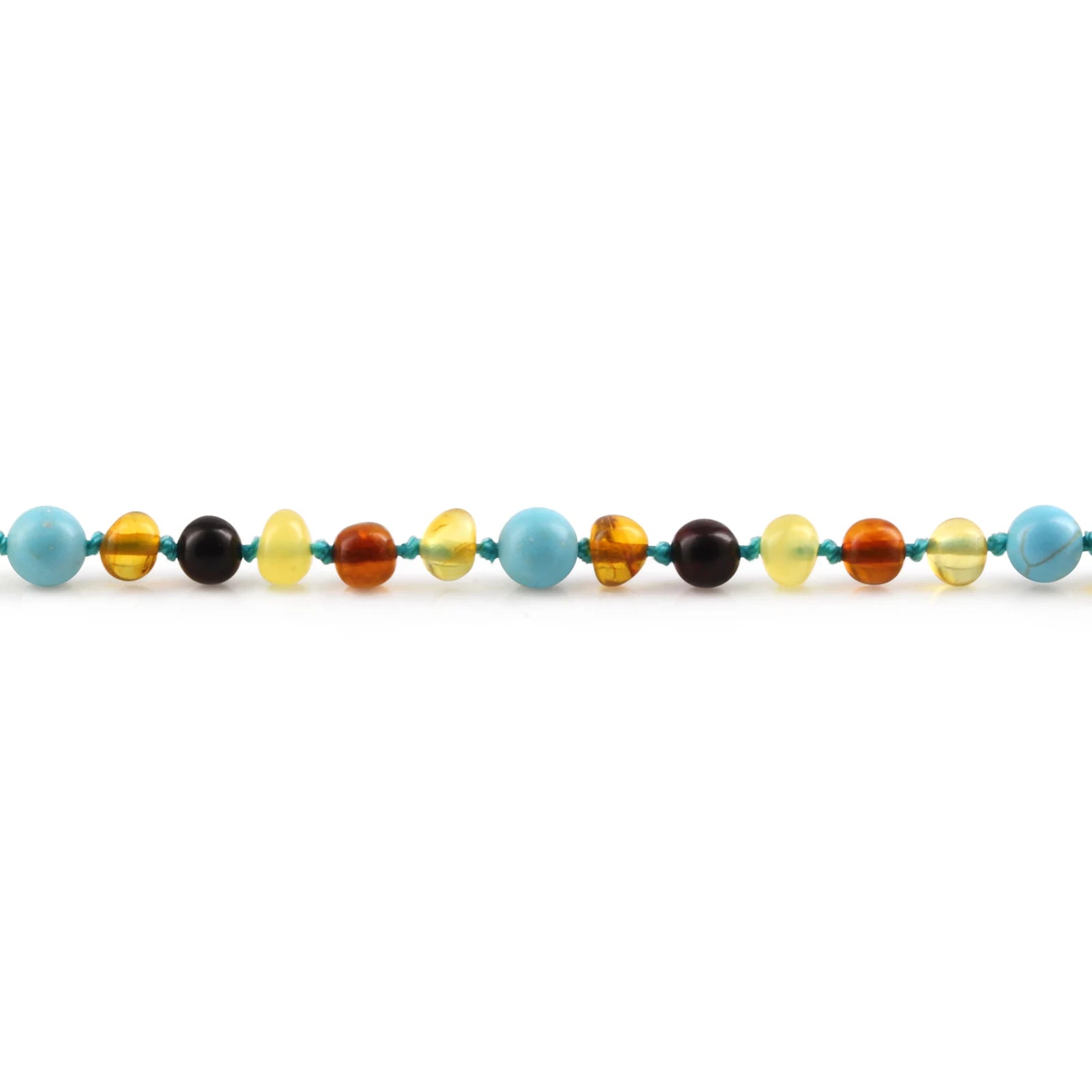 Baltic Amber Teething Bracelet with Turquoise. Baroque 5mm - LE465