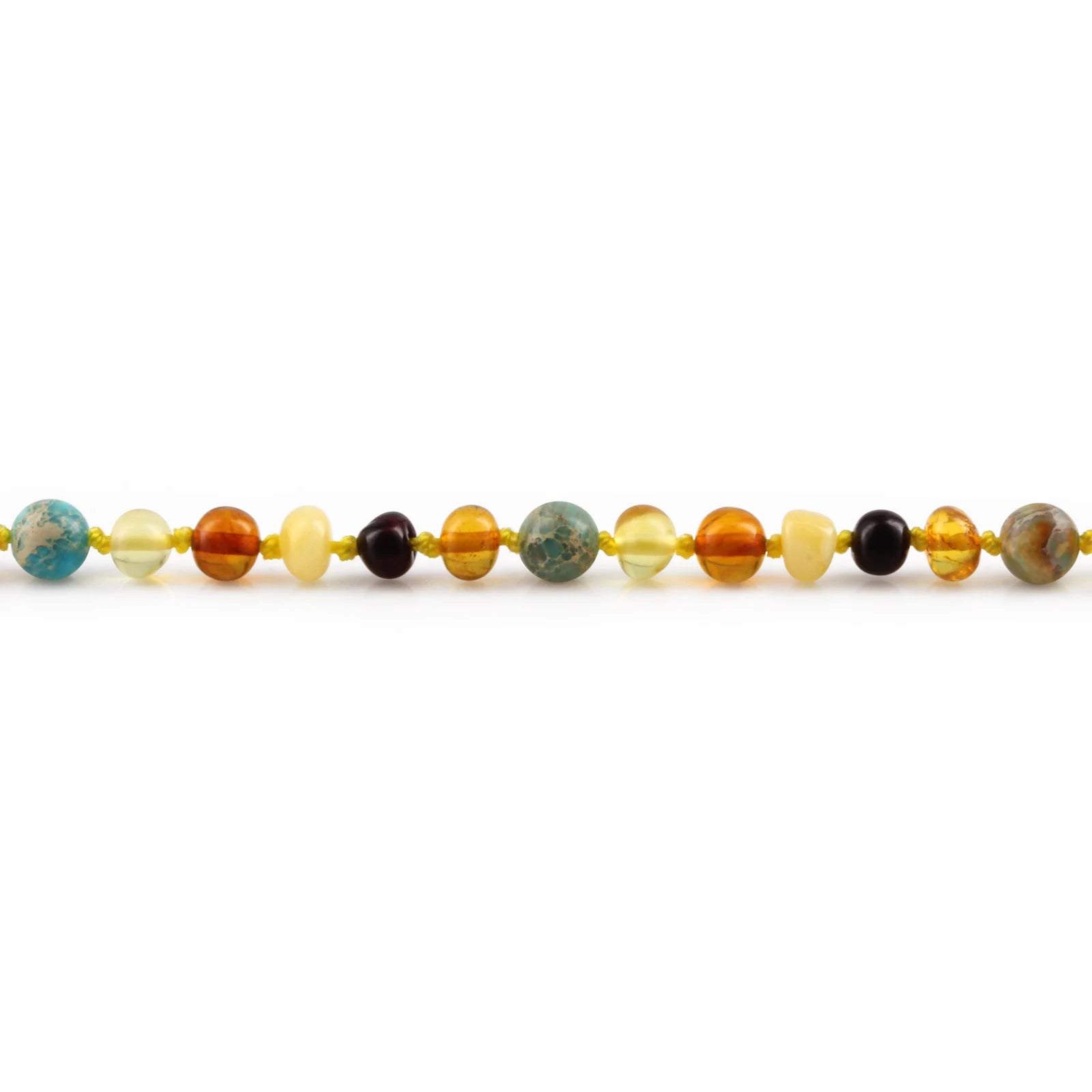 Baltic Amber Teething Bracelet with Lake Blue Imperial Jasper. Baroque 5mm - LE474