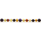 Baltic Amber Teething Bracelet with Purple Tiger Eye. Baroque 5mm - LE554