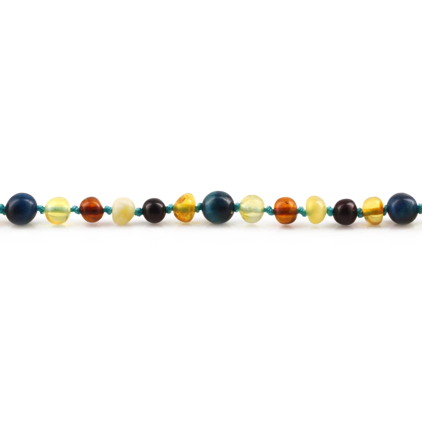 Baltic Amber Teething Bracelet with Blue Tiger Eye. Baroque 5mm - LE463 V2