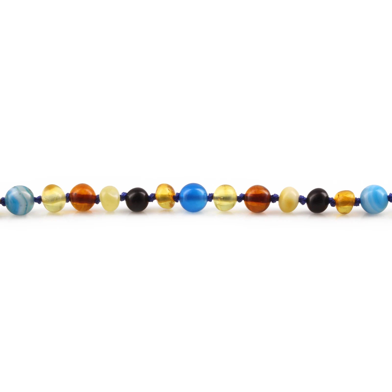 Baltic Amber Teething Bracelet with Blue Lace Agate. Baroque 4mm - LE464 V2